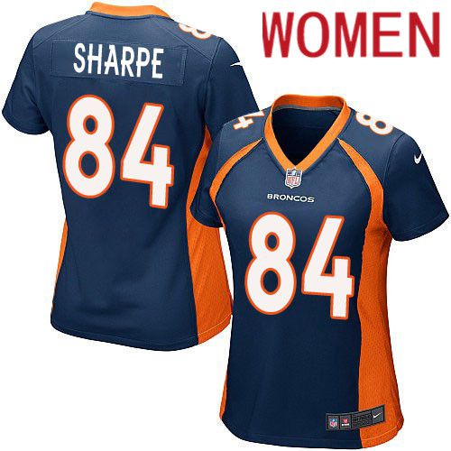 Women Denver Broncos #84 Shannon Sharpe Nike Navy Game NFL Jersey->women nfl jersey->Women Jersey